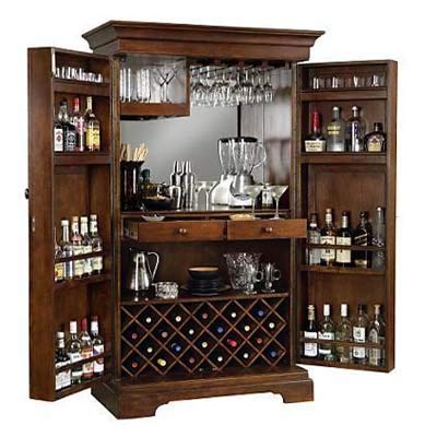 ADVRZO Sheesham Solid Wood Pre-Assemble Wooden Bar Cabinet with Wine Glass Storage (Walnut Brown, 90x50x180cm)