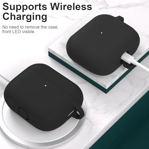 Image of New Soft Silicone Case Compatible with Apple AirPods Pro 3 Generation (2025) Protective Silicone 360 Full Protection Dust-Proof Shockproof Case Cover with Hook (Cover Only) (Black)