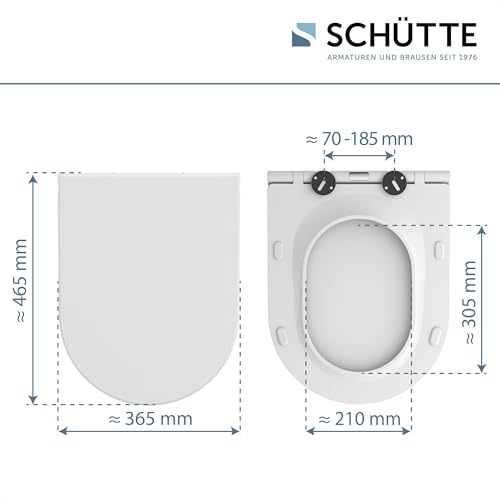D-Form WC-Sitz mit Absenkautomatik TÜV-geprüft | Abnehmbarer Klodeckel aus bruchsicherem Material | Einfache DIY Montage durch Montageschablone | Toilettendeckel und Brille bis 500 kg belastbar | Weiß