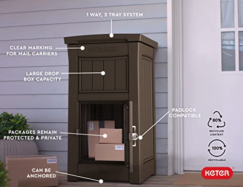 Keter Delivery Box for Porch with Lockable Secure Storage Compartment to Keep Packages Safe, One Size, Brown by Keter - Image 3