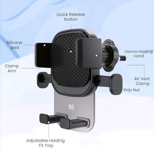 Image of MOOSH Universal Car Mount Holder 360 Rotating Adjustable Car Mount Phone Holder Desk Stand with Suction Cup Base and Telescopic Arm for iPhone, Samsung, Google, Huawei, Nokia, All Smartphones (Black)