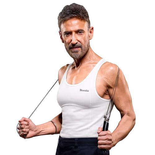 Image of Wearslim Premium Men's Super Combed Cotton Elastene Stretch Fabric Tummy Tucker Vest for Man with Extended Length for Easy Tuck | Gynecomastia Compression Body Shaper Vests for Men