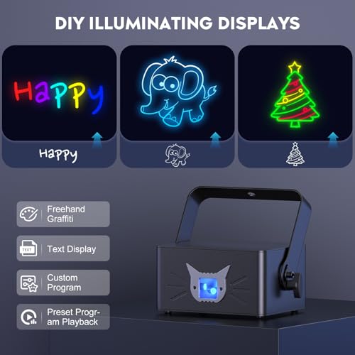 Image of Animation DJ Laser Light,3D Animation Laser Machine with Bluetooth APP,RGB Party Laser Light Show, Built-in 5200mAh Battery for Wedding Party Disco Lights Bar Club Stage DJ Lighting