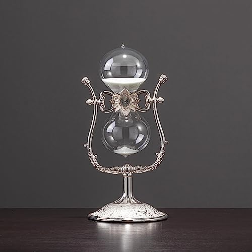 砂タイマー、15分砂時計タイマー、砂付き360°回転砂時計、メタルガラス砂時計、ヴィンテージホームデコレーション、オフィスデコレーション、キッチン、ウェディングギフトに使用