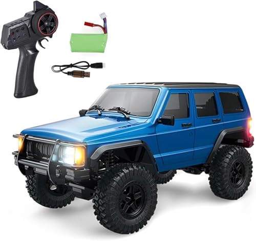 Image of KIZJORYA 1 /18 Four Wheel Drive Remote Control Rock Crawler 8562-C8809 Rc Multi-Terrain Off Road Car 3Speed Motor Esc Servo Light System Battery (Blue)