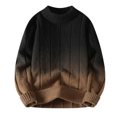 Men's Color-Matching Knitted Sweaters Loose Round Neck Long Sleeve Sweater Pullover