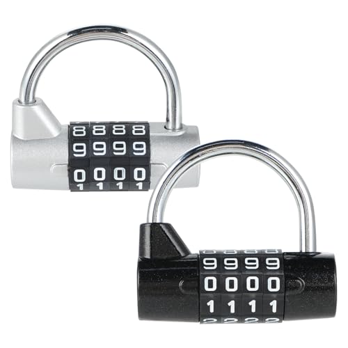 Candado Combinacion de 4 Dígitos - 2 Piezas Candado Taquilla - Candado Pequeño Para Armario/Maleta/Mochila/Valija Para Avión/Estuche/Caja de Herramientas/Exclusa (Plata y Negro)