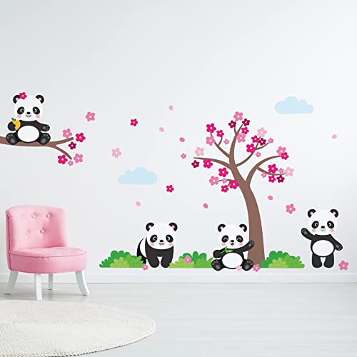 Vinilos decorativos Panda y árbol para pared infantil