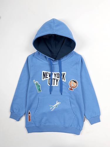 Image of KiddoPanti Unisex Solid Pullover Hooded Fleece Sweatshrit | Cotton Poly Fleece Fabric | Waist Length, Full Sleeve Hoodie | 2 Kangaroo Pockets | Winter Wear for Boys & Girls