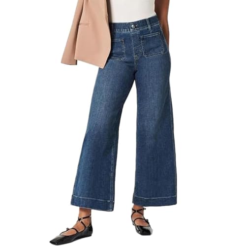 Obormi Cropped Jeans, Obormi Tummy Control Cropped Wide-Leg Jean, Fashionable Women's High Waisted Wide-Leg Jeans