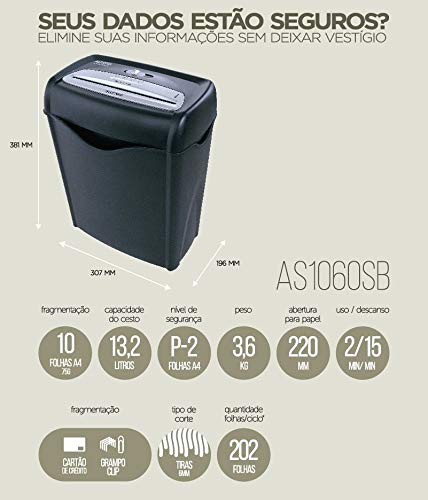 Fragmentadora Aurora AS1060SB 10 folhas - 220v