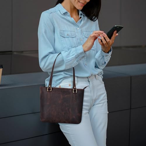Image of Leather Purse For Women - Real Leather Tote For Women - Ladies Shoulder Handbag For Work, Travel, Casual Use