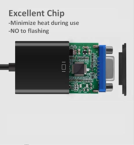 HDMI to VGA, Gold-Plated HDMI to VGA Adapter (Male to Female) Compatible for Computer, Desktop, Laptop, PC, Monitor, Projector, HDTV, Chromebook, Raspberry Pi, Roku, Xbox and More - Black