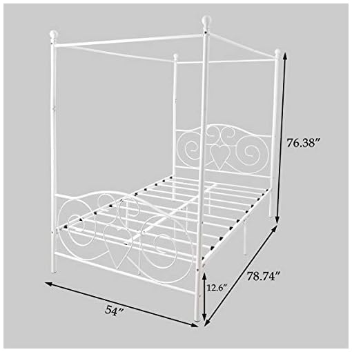 JURMERRY Metal Canopy Bed Frame with Vintage Headboard and Footboard