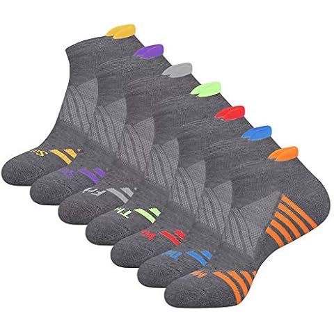 JOYNÉE Mens Ankle Athletic Socks Low Cut Week Socks for Sports Running 7 Pack - grey - Sock Size 10-13/Shoe Size 6-12 Cover