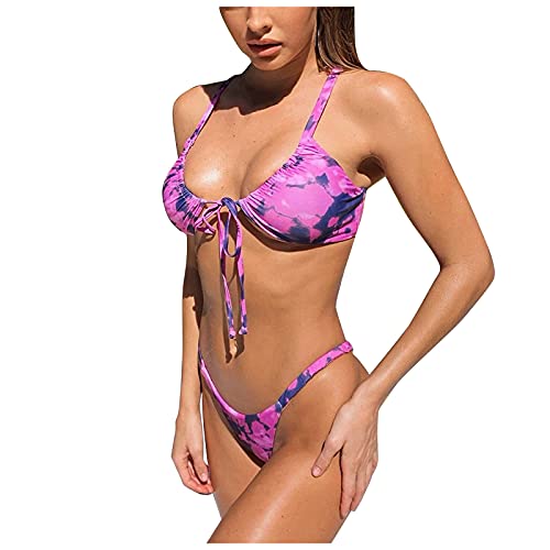 Conjunto Tankinis Estampado Dividido Mujer Baño Cordones Trajes Elegante Verano (Red, M)