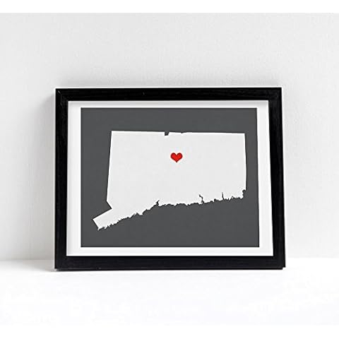 Connecticut or ANY State Heart Map Art Print Cover