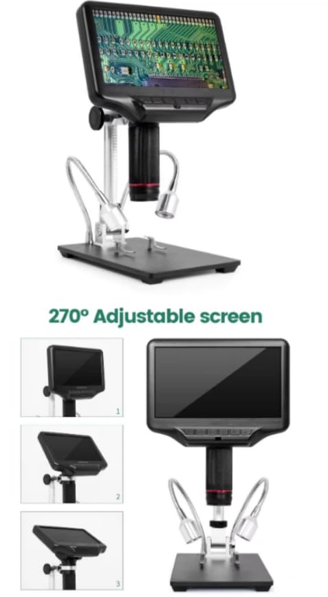 AD407 270X 3DUHD LCD regulowany ekran 1080P mikroskop cyfrowy duża przestrzeń robocza 7-calowy ekran elektroniczne narzędzie lutownicze do naprawy