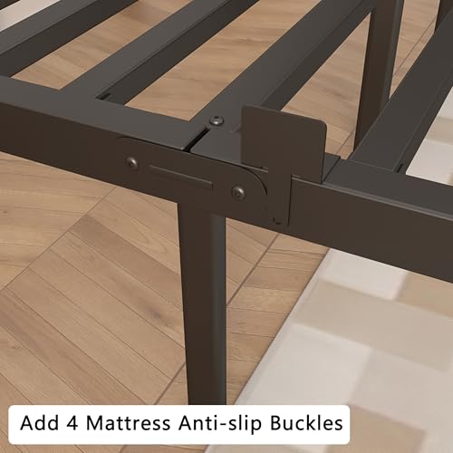 Image of Twin Size Bed Frames 14 Inch, Metal Twin Bed Frame No Box Spring Needed, DIY Headboard Holes, Heavy Duty Steel Support 3500 LBS, Noiseless, Round Corner Leg, Storage Space, Easy Assembly, Black