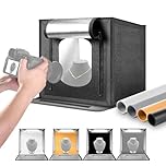 NEEWER 40W Upgraded Photo Studio Light Box, 16"x16" Portable Folding Photography Lightbox, 4 Backdrops, 5600K 144 LEDs 5310lx/0.5m Dimmable Picture Booth Shooting Tent for Jewelry Electronics, LP40
