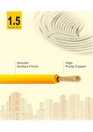 Image of PVC Insulated Wire 90 Meter Copper Wire (YELLOW, 1.50 SQ MM)