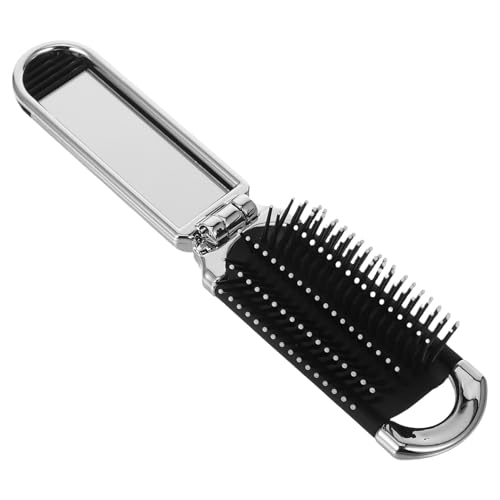 ノーブランド品 2個 折りたたみミラー付き携帯用ヘアブラシ 静電防止コンパクトコーム 濡れ髪 乾燥髪対応 学生 ビジネスパーソン向けスリングツー