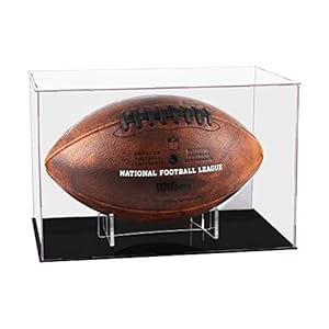 Clear Football Display Case,Memorabilia Display Box Cases for Football or Memorial Sports Gloves,with Steel Brackets Hanger & Removable Interior Football Display Stand(11.8×7.9×7.9 inch; 30x20x20 cm)