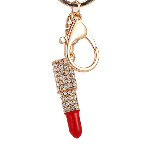 Preisvergleich Produktbild Ogquaton Damen Kristall Strass Lippenstift Schlüsselanhänger Handtasche Auto Anhänger Schlüsselbund Geburtstagsgeschenk Neu Freigegeben