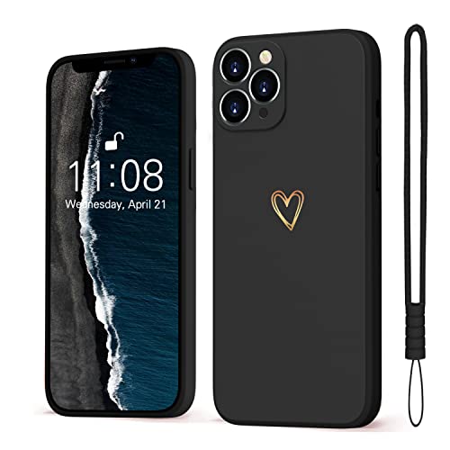 Mitetabo Custodia per iPhone 11 Pro Gold Love Cuore, iPhone 11 Pro Custodia Ragazza Morbida Silicone Slim Antiurto Graffio Carino Oro Cover per iPhone 11 Pro 6.1" Nero