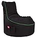 Produktbild GAMEWAREZ Toxic Storm 2.0 Gaming Sitzsack, Made in Germany, für PS4, XBOX360, XboxOne, Nintendo DS, Nintendo Switch, Smartphone. Schwarz mit grünem Keder, Tasche und Kopfhörerhalterung