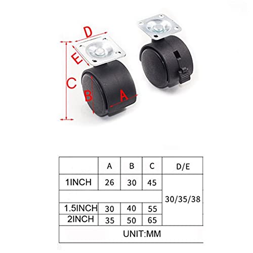 Wybfztt-188 10Pcs/Set Chair Furniture Office Universal Wheel Flat Plate Swivel Caster With Brake Alloy Plastic (Color : B, Size : 2 Inch) #TOP3