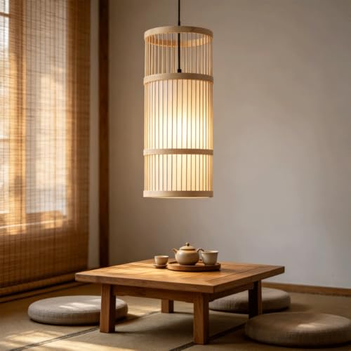 Lámpara de techo de mimbre con cable ajustable para iluminación boho 2