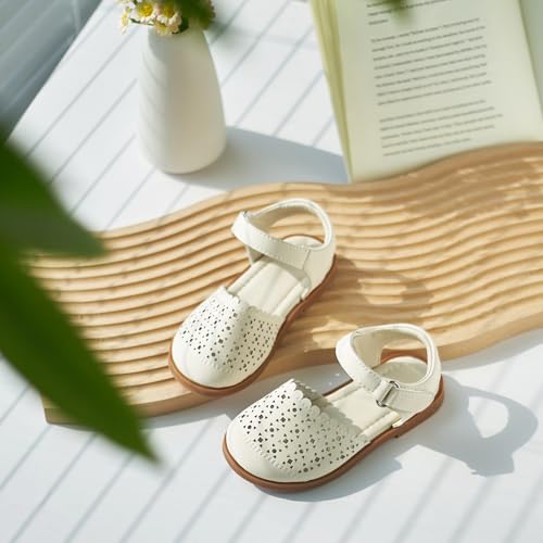Image of ESTINE Toddler Girls Little Kids Close Toe Sandals - Flower Girl Dress Flats Summer Shoes