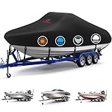 Comnova Boat Cover 16-18.5 FT - Marine Grade Trailerable Boat Cover Heavy Duty & Waterproof - Fit 16 to 18.5ft...