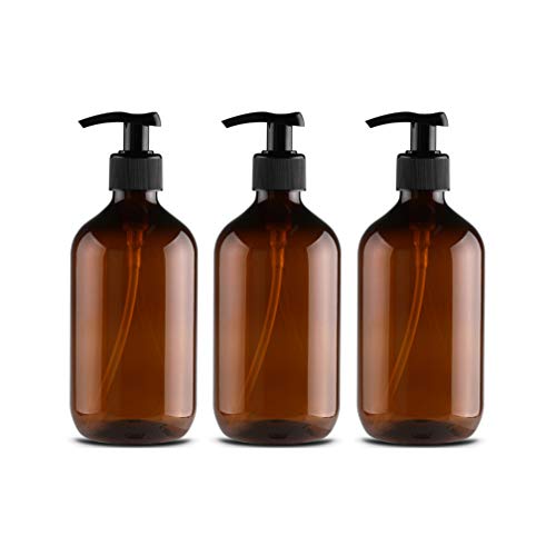 Preisvergleich Produktbild 6 Stück 500ml Leeren Bernstein Braun Plastikflaschen Lotionsflaschen Lotionspender mit Pumpe für ätherisches Öl Flüssigseife Shampoo auf der Arbeitsplatte von Bad und Küche Pumpe Drücken Flasche