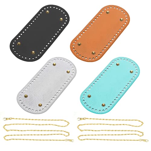QINERSAW 4pcs Bases de Cuero para Bolsos de Ganchillo, Cojín de Parte Inferior de Bolso, 22 x 10...