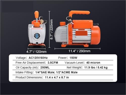 Bombas de vacío CPBGXJZD 3.5/5/7CFM AC120V para reparación HVAC y mantenimiento de refrigeración miniatura 2