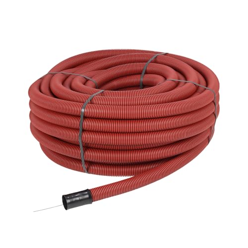 Fränkische Kabuflex Tube de Garde Flexible/Tube Gaine avec Fil de traction, 40 mm, Rouge, 50 m