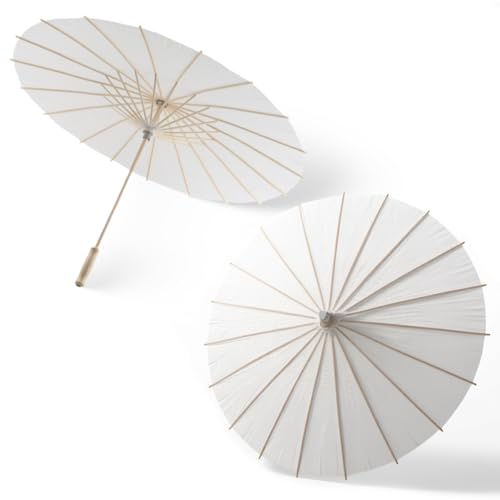 Frdhee 2pcs 33 Inch White Paper Umbrella For Wedding, Large Chinese Japanese ...