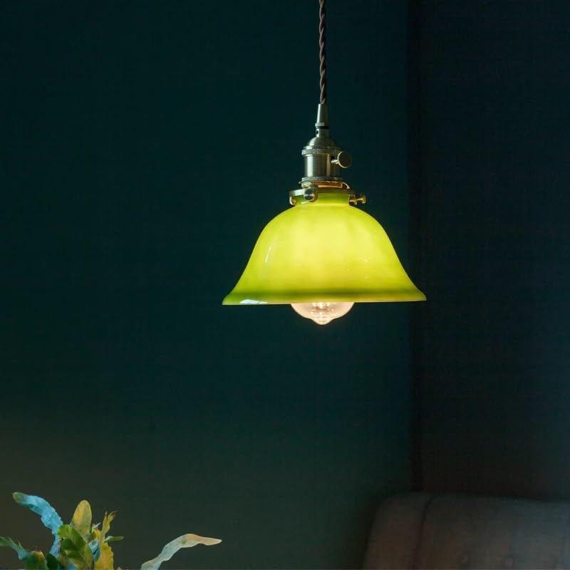 Lustre triangle vert verre et cuivre luminaire suspendu LED haut de gamme