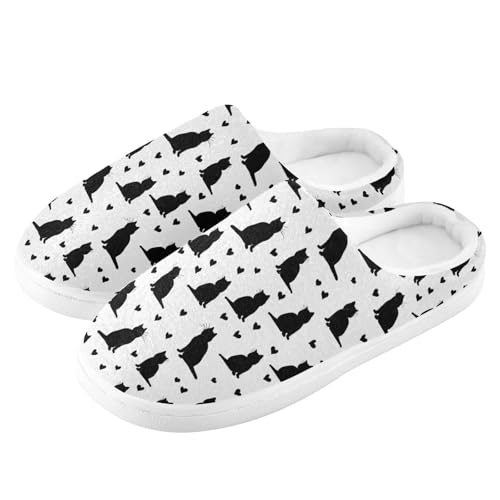 Cute Cat Black and White Slippers for Women Men, Soft House Slippers with Cozy Memory Foam Indoor Outdoor Slippers Size 8/9 23013384