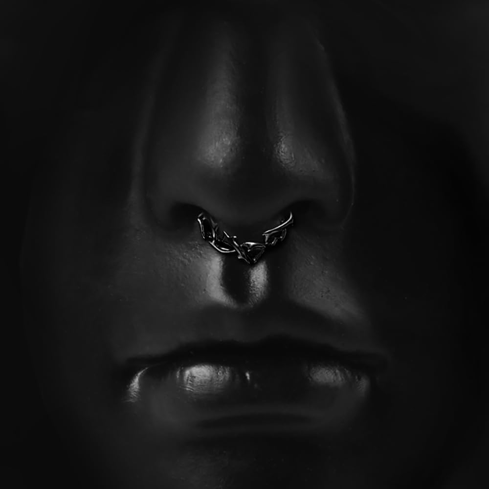 G23 Titanium Septum Ring Hoop,16G ASTM F136 Titanium Nose rings Jewelry Clicker Cartilage Earring Hinged Segment Daith Piercing Black silver gold 1PCS - Image 7