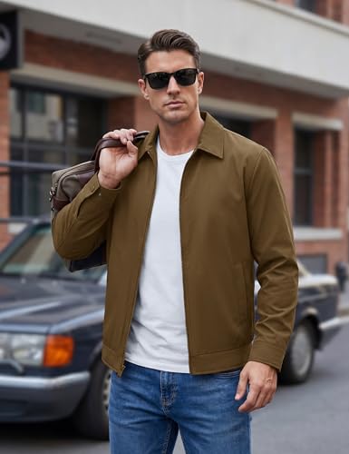 Image of TACVASEN Men's Lightweight Jackets Full Zip Laydown Collar Windbreaker Jacket Casual Golf Light Coat with Pockets