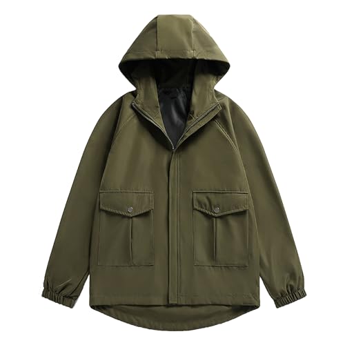 JEShifangjiusu Men's Lightweight Waterproof Hooded Rain Jacket Outdoor Raincoat Shell Jacket Windbreakers for Hiking Travel