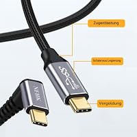 NFHK 90 Grad nach oben und unten gebogen Typ-C USB-C Stecker auf Stecker USB3.1 10Gbps 100W Datenkabel für Laptop-Telefon 200CM – Ansicht 6