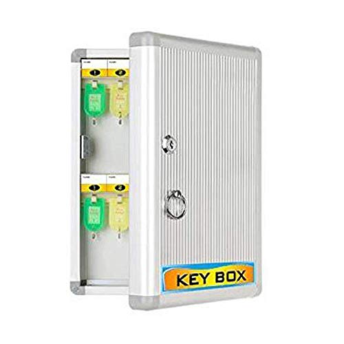 Image of RONTENO H 1032 Metal Multiple Residences Strong Water Resistant Aluminum 32 Key Hanger Letter Suggestion Key Box (Silver)