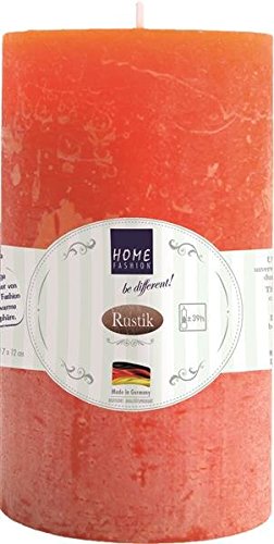 Kerze Stumpen Rustik orange Ø 7cm, Höhe 12cm Cover