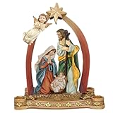 Conception de la Nativité spirituelle : Cet ensemble de crèche détaillé comprend des figurines de, Joseph, l'Enfant Jésus et un ange savamment conçues pour apporter une expérience de bougeoir de l'Avent significative, parfaite pour améliorer votre décoration spirituelle de Noël.