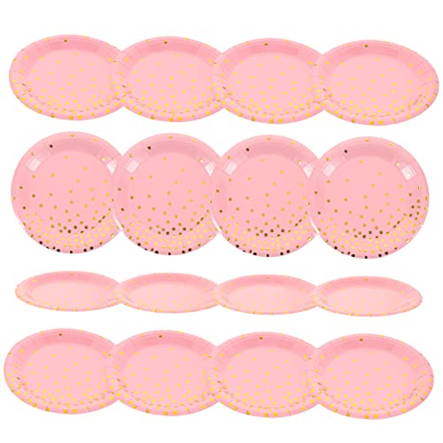 TOVINANNA 50個 パーティー紙皿 パーティーグッズ パーティー グッズ ピンクの紙皿 紙皿バルク 紙のデザート皿 金紙皿 ピンクプレート 便利なフルーツプレート フルーツ盛り合わせ 論文