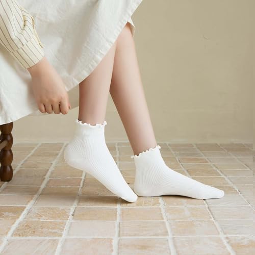 Womens Socks Cute Ruffle Ankle Socks Casual Breathable Cool Knit Cotton Lettuce Crew Frilly Sock 6 Pack2